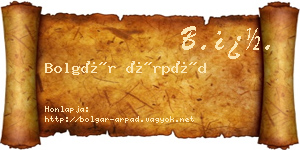 Bolgár Árpád névjegykártya