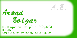 arpad bolgar business card